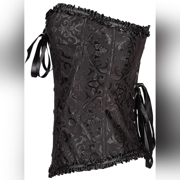 S - XL • Jacquard Lace Up Bustier Top Boned Overbust Corset • NWOT - Picture 3 of 8